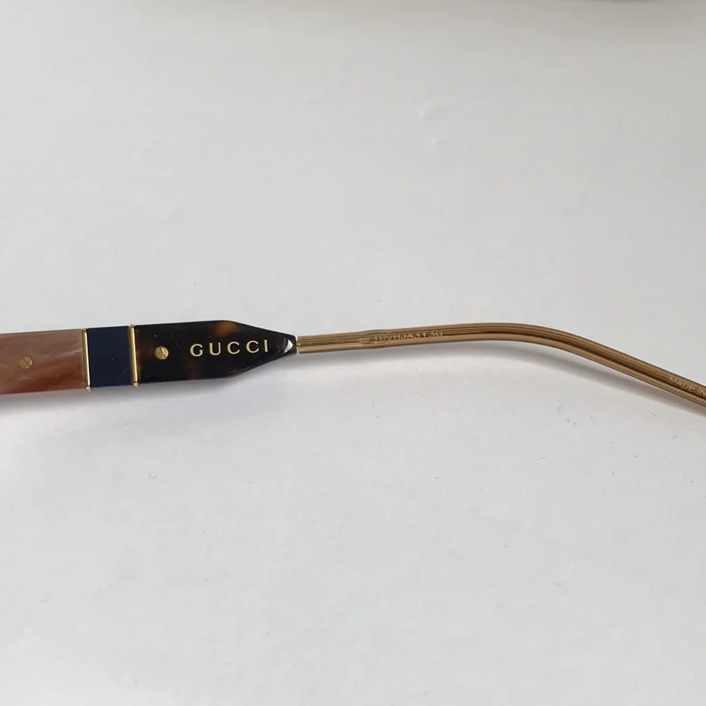 New Authentic Gucci GG0605O Men’s Tortoiseshell and Gold Optical Glasses